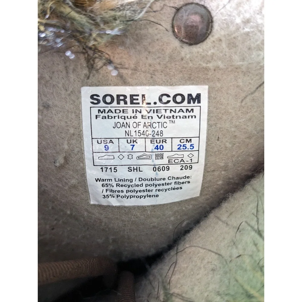 Sorel Joan of Arctic Tall Brown Suede Waterproof Winter Boots Faux Fur Size 9 - Picture 9 of 9